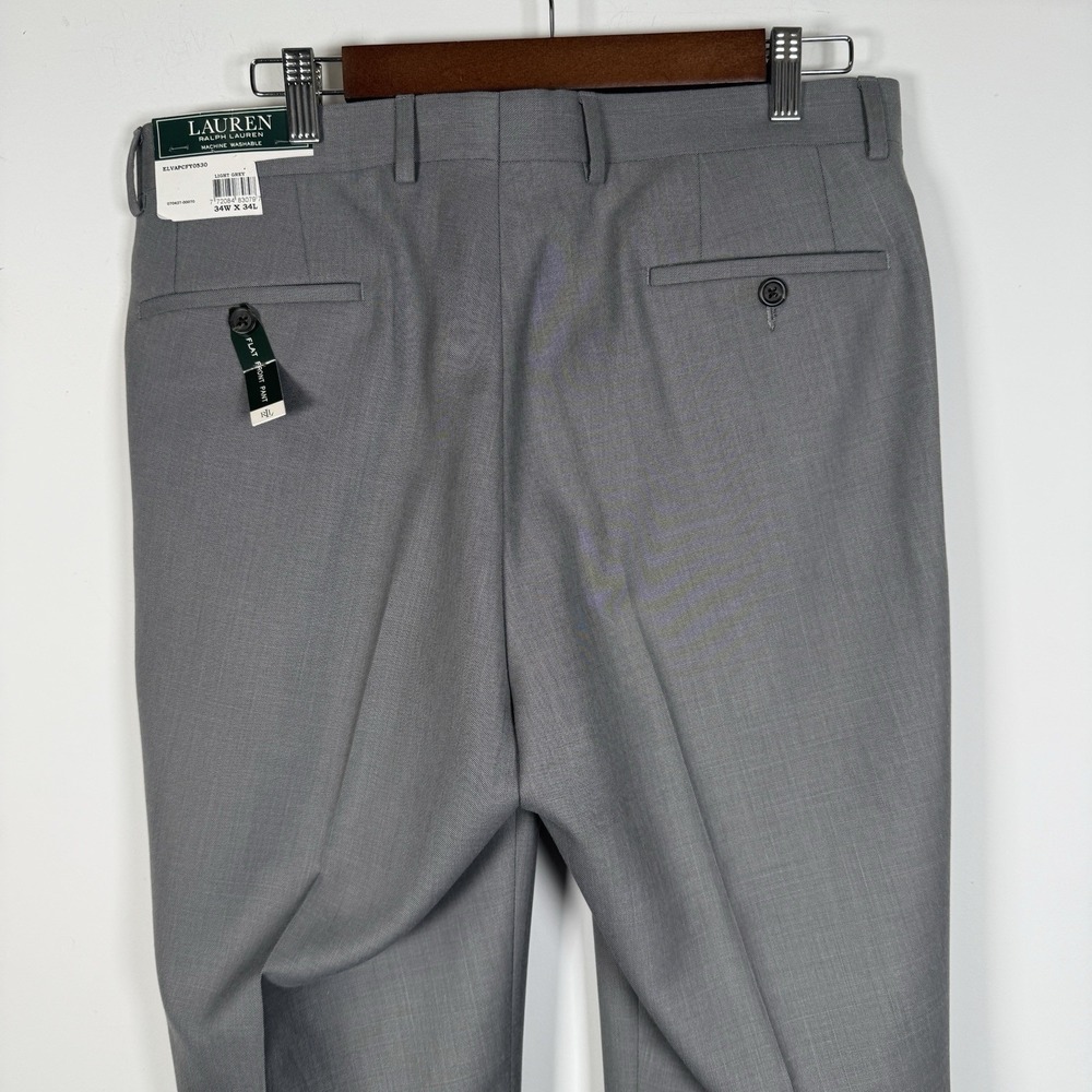 NWT Men's Lauren Ralph Lauren Light Gray Dress Pant Flat Front 34/34